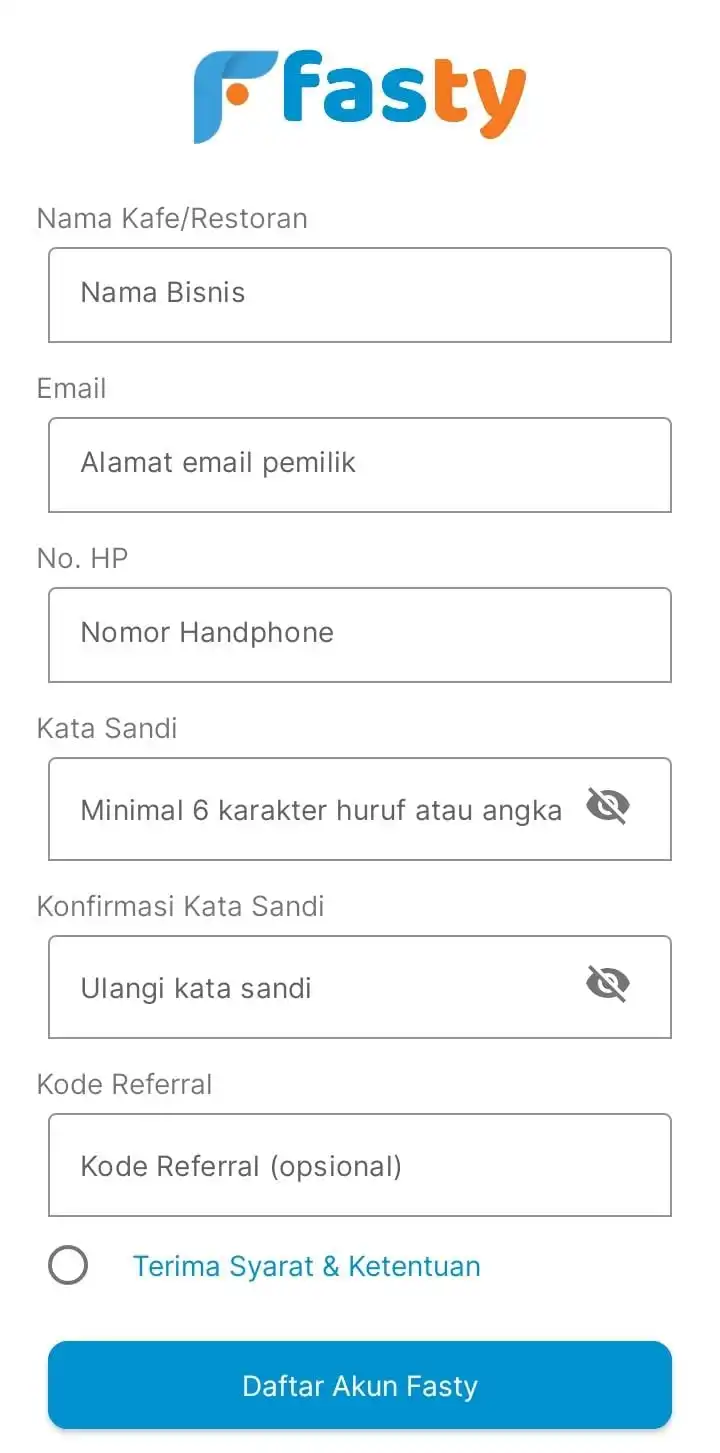 Form pembuatan akun